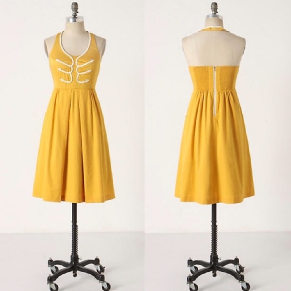 Yellow Anthropologie Halter Dress